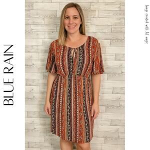 BLUE RAIN Floral Print Mini Dress, S